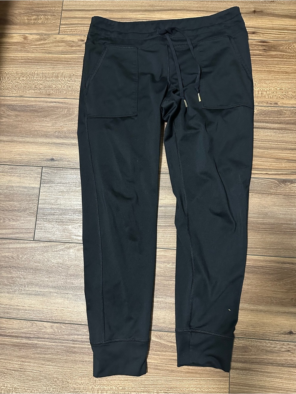 aerie Black Drawstring Patch-Pocket Joggers